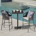 Edith Outdoor 3 Piece 40 in. Wicker Square Bar Set with Cushions Multibrown Light Brown