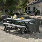 Escobar 5 Piece Outdoor Wicker Dining Set with Cushions Grey