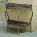 Pemberly Row Half Moon All Weather Outdoor Resin Patio Console Table in Chocolate
