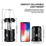 Etekcity 4 Pack Portable LED Camping Lantern with 12 AA Batteries - Survival Kit for Emergency Hurricane Power Outage (Black Collapsible) (CL10)