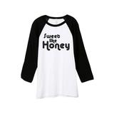 Sweet Like Honey Unisex 3/4 Sleeves Baseball Raglan T-Shirt Tee White Black Large