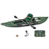 385FTA Fasttrack Angler 1â€“2-Person Inflatable Hunter Green Fishing Kayak-External Rigid Inflatable Keel Rugged Hull Material Non-Slip Padded Floor- Swivel Seat Fishing Rig Package