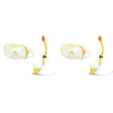 Intex Wave Rider Hypoallergenic Latex Free Mask & Easy Flow Snorkel Set (2 Pack)