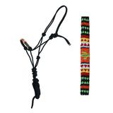 Nylon Horse Braided Beaded Noseband Rope HALTER Lead Rope Tack Black 606RT32