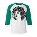 Shop4Ever Men s African American Woman Afro Word Cloud Raglan Baseball Shirt X-Small White/Kelly
