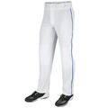 Triple Crown Open-Bottom Baseball Pants with Braid Youth X-Small White with Royal Braid