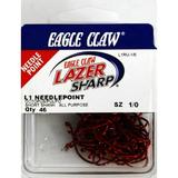 Lazer Sharp L1RUH-1/0 Octopus Short Shank Hook Red Size 1/0 46 Pack