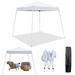 Zimtown 10ft x 10ft Base/8ft x 8ft Canopy Tent Pop Up Wedding Party Tent Folding Gazebo Canopy White