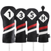 Majek Retro Golf Headcovers Black Red and White Vintage Leather Style 1 3 5 H Driver Fairway Woods and Hybrid Head Cover Classic Look