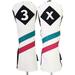 Majek Golf Vintage Headcovers White Seafoam Teal Pink Stripe Premium Retro Leather Style 3 & X Fairway Head Covers Fits All Modern Metal Woods Classic Handcrafted Custom Designs Made in California