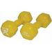 CanDo Vinyl Coated Dumbbells Pair Yellow 9 lb 2pc Handheld Weights for Muscle Training and Workouts Color Coded Anti-Roll Home Gym Equipment Beginner and Pro