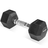 Yes4All 15 lbs Rubber Coated Hex Dumbbell Single