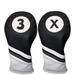 Golf Headcovers Black and White Leather Style 3 & X Fairway Head Covers