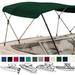 EliteShield 3 Bow Bimini Top Boat Cover Green 3 Bow 72 L 46 H 61 -66 W with Boot and Rear Poles