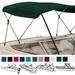 EliteShield 3 Bow Bimini Top Boat Cover Green 3 Bow 72 L 54 H 91 -96 W with Boot and Rear Poles