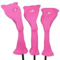 Majek All Hybrid Golf Club Pink Headcover Set 3-5. Neoprene Acrylic Head Covers 3 4 5