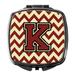 Letter K Chevron Maroon and Gold Compact Mirror