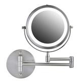 OVENTE 6.8 Lighted Wall Mount Makeup Mirror - Double Sided Round LED with 1X & 10X Magnifier MFW70BR1X10X