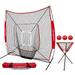 PowerNet DLX 6-Piece Baseball Softball Bundle | 7x7 Practice Net w/Strike Zone Caddy Weighted Training Balls