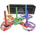 Ring Toss Game Set 25 Ropes Indoor Outdoor Hook Horseshoe Yard Kids Adults with 5 Pegs and Carry Bag. Toys for Children Boys Girls