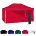 Red 10x15 Instant Canopy Tent with 3 Full Walls and 1 Half Wall - Commercial Grade Steel Frame with Water-Resistant Canopy Top and Sidewalls - Bonus Canopy Bag and Stake Kit Included (5 Colors)