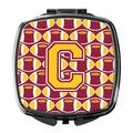 Letter C Football Maroon and Gold Compact Mirror