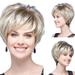 ã€–Hellobyeã€—Women Natural Short Wavy White Gradient Wig Rose Net Synthetic Curly Wigs