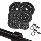 Body Solid - 140 lb Olympic Weight Plate Set with 6 Olympic Black Bar