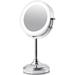 OVENTE Makeup Mirror with Lights and Magnification 7 Table Top 360 Degree 1X 7X Double Sided Bright Circle LED Great on Vanity or as Bathroom DÃ©cor Battery Powered Polished Chrome MCT70CH1X7X