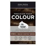 John Frieda Brown Permanent Precision Hair Color Foam Hair Kit Brown Hair Color 5NBG Medium Chestnut Brown Hair Dye 1 Application