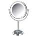 JERDON 8.5 Diameter LED Lighted Tabletop Makeup Mirror - 1X and 8X Magnification - Chrome Finish - Plug In - Model HL8808CL