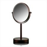 Ovente 6 Desk Makeup Mirror with Stand 1X & 7X Magnifier Adjustable Double Sided Round Tabletop Mirror Flip for Closeup View Compact for Cubicle Vanity and Travel Antique Bronze MNLT60ABZ1X7X