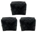 Kingsley Quilted Cosmetic Bag - Multi-Purpose Zipper Makeup Bag Pouch Black - Set of 3