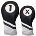 Golf Headcovers Black and White Leather Style 1 & X Driver and Fairway Head Cover Fits 460cc Drivers