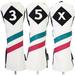 Majek Golf Vintage Headcovers White Seafoam Teal Pink Stripe Premium Retro Leather Style 3 5 X Fairway Head Covers Fits All Modern Metal Woods Classic Handcrafted Custom Designs Made in California