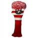 Majek #7 Fairway Metal Wood Red & White Golf Headcover Knit Pom Pom Retro Classic Vintage Head Cover