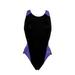 Dolfin Ocean Panel Performance One-Piece Swimsuit in Black/Purple 40 (Women Juniors)