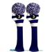 Majek #2 & 3 Hybrid Combo Pack Rescue Utility Blue & White Golf Headcover Knit Pom Pom Retro Classic Vintage Head Cover