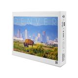 Denver Colorado Buffalo and Skyline (1000 Piece Puzzle Size 19x27 Challenging Jigsaw Puzzle for Adults and Family Made in USA)