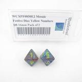 Mosaic Festive Dice with Yellow Numbers D8 Aprox 16mm (5/8in) Pack of 2 Wondertrail