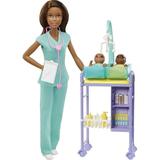 Barbie Careers Baby Doctor Playset with Brunette Fashion Doll 2 Baby Dolls Furniture & Accessories