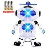 Toysery walking Robot for kids - 360Â° Body Spinning Dancing Robot Toy with LED Lights Flashing and Music electronic learning toy robot