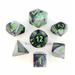 Black and Gray Gemini Dice with Green Numbers 7 Dice Set 16mm (5/8in) Chessex