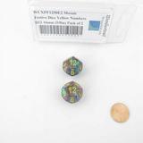 Mosaic Festive Dice with Yellow Numbers D12 Aprox 16mm (5/8in) Pack of 2 Wondertrail