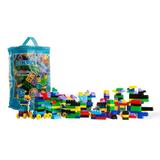 Pack of 300 Pieces Soft Kid-Friendly Plastic Multi Colored Building Block Set with Wheeled Train Pieces and Carry Bag