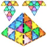 PicassoTiles 12 Piece Magnetic Building Block Set Equilateral Triangle Magnet Tiles Multicolor