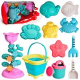 Fun Little Toys 12Pcs Beach Toys Beach Sand Toys Beach Bucket Outdoor Toys Birthday Gifts for Kids