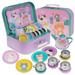Jewelkeeper Tea Party Set for Little Girls - Kids 4 Sets of Cat Design Tin Teacups Saucers and Plates with Teapot & Carrying Case - 15 pcs Toddlers Princess Tea Time Pretend Play Picnic Toys