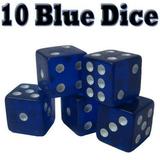Classic Six-Sided Board Game d6 Pipped Dice 16mm Blue 10-pack