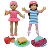Doll Roller Skates - Doll Picnic Set - Doll Summer Accessories Play Set Fits 18 Inch Dolls and American Girl Dolls